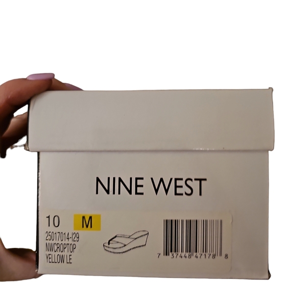 Nine West sz 10 yellow wedge sandals with box - Picture 3 of 5